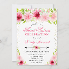 Invitación Flores de verano rosadas en acuarela Foto dulces 1