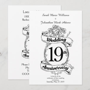 Invitación Flores del 19° Aniversario del Boda