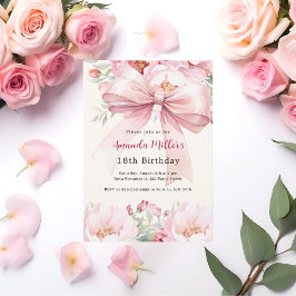 Invitación Flores del arco rosa de Rubor crema cumpleaños