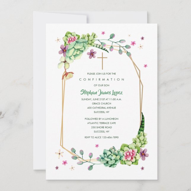 Invitación Flores del desierto religiosas (Anverso)