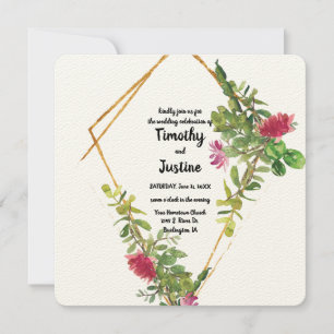 Invitación Flores del desierto y cactus acuarela boda