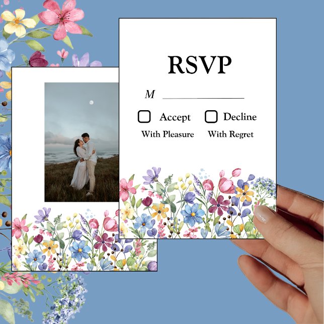 Invitación Flores del jardín de acuarela bohemias Foto Tarjet (Subido por el creador)