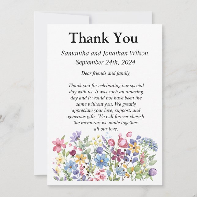 Invitación Flores del Jardín de las Acuarelas Bohemias Foto G (Anverso)