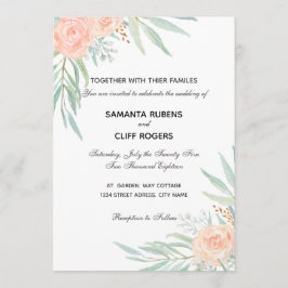 Invitación Flores del melocotón e invitatation del boda del