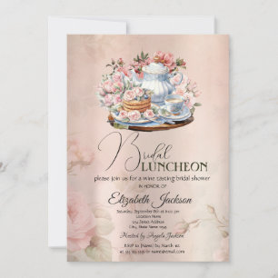 Invitación Flores del Té de la Fiesta de Desayuno Nupcial Vin