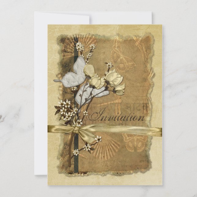 Invitación Flores del vintage (Anverso)