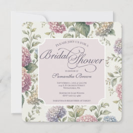 Invitación Flores delicadas de Hortensia para Desayuno de Nov