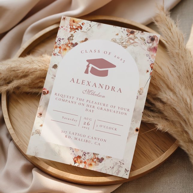 Invitación Flores delicadas de primavera Graduación (Subido por el creador)