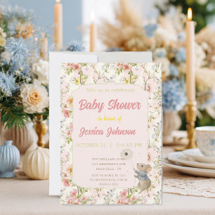 Invitación flores delicadas y hojas al estilo chino