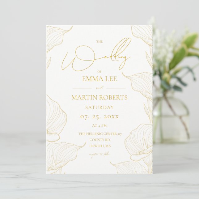 Invitación Flores delicadas y suaves para boda  (Anverso de pie)