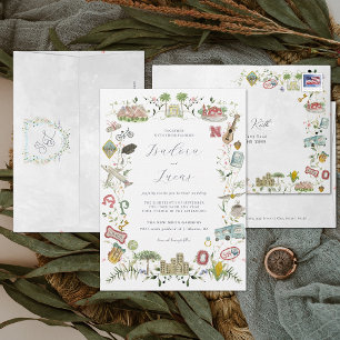 Invitación Flores delicados   Escudo de armas personalizado p