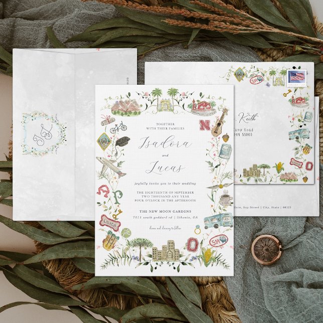 Invitación Flores delicados | Escudo de armas personalizado p (Subido por el creador)