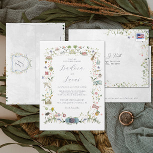 Invitación Flores delicados   Escudo de armas personalizado p
