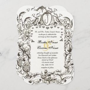 Invitación Flores Desplazadas Whimsical Vintage Bee & Bee Hiv