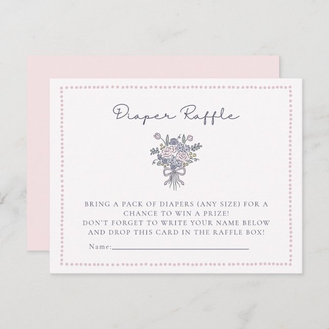 Invitación Flores dibujadas a mano con puntas de marco tarjet (Anverso / Reverso)