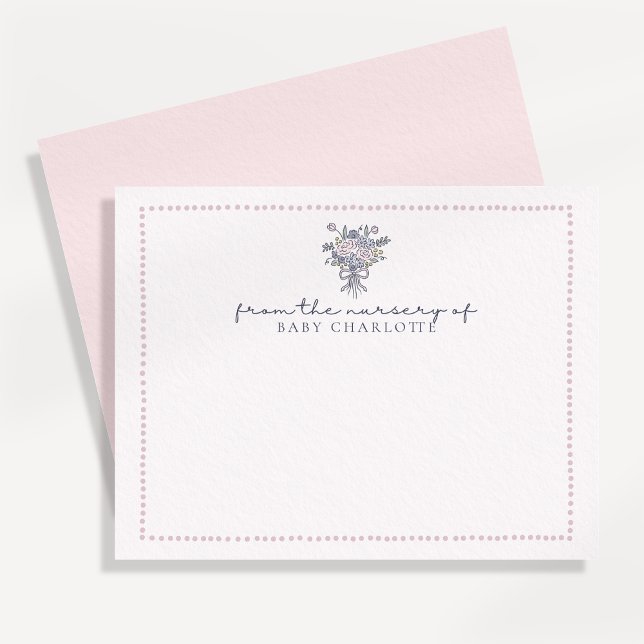 Invitación Flores dibujadas a mano, marco punteado del vivero (Subido por el creador)