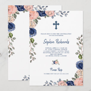 Invitación Flores dibujadas a mano por Rubor y la marina Co