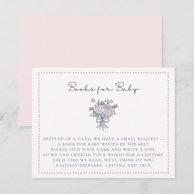 Invitación Flores dibujadas a mano punteando libros de marcos (Anverso / Reverso)