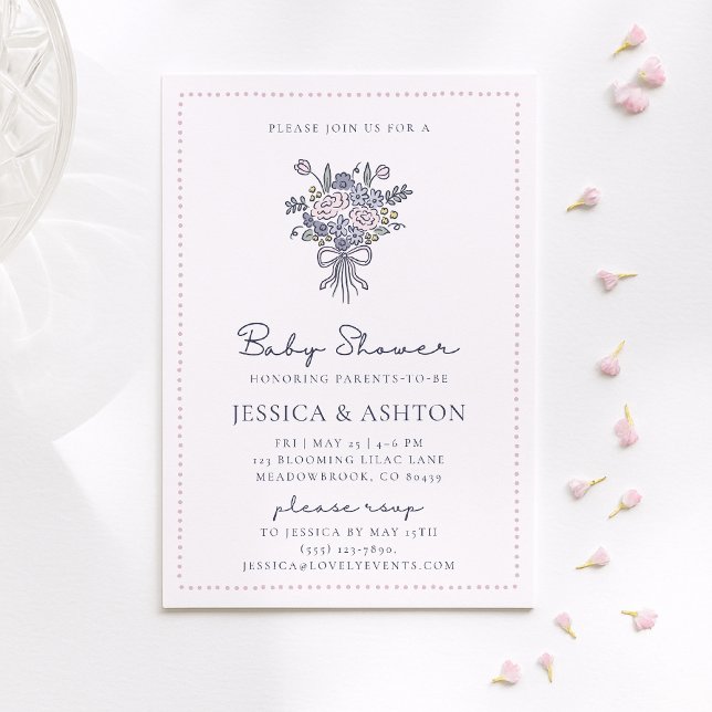 Invitación Flores dibujadas a mano y ducha de marco (Subido por el creador)