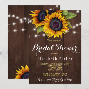 Invitación Flores doradas de grano rústico ducha de novia
