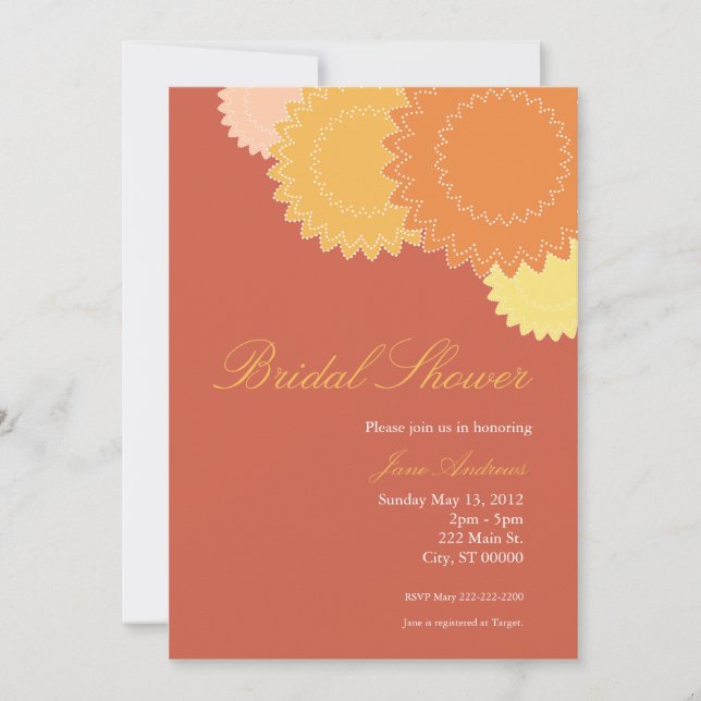 Invitación Flores dotadas - Naranja, amarillo (Anverso)