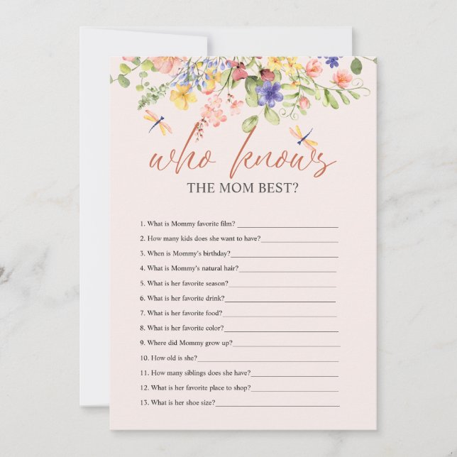 Invitación Flores Dragonfly BABY SHOWER que conoce el DIGITAL (Anverso)