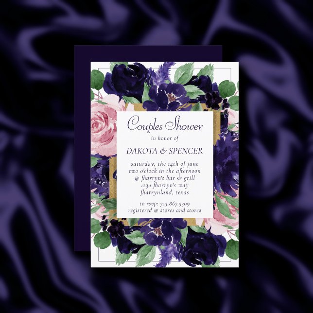 Invitación Flores | Ducha de la pareja rosa morada y rosa (Subido por el creador)