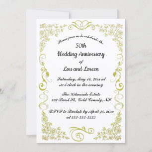 Invitación Flores editables de corazón dorado dejan Swirl
