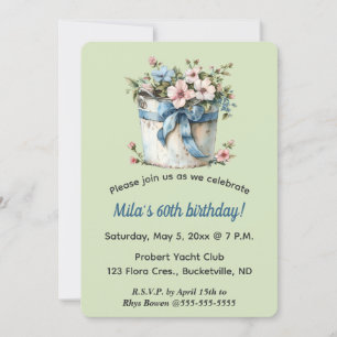 Invitación Flores editables en un cubo