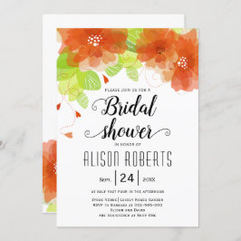 Invitación Flores eetéreas naranjas boda ducha de novia