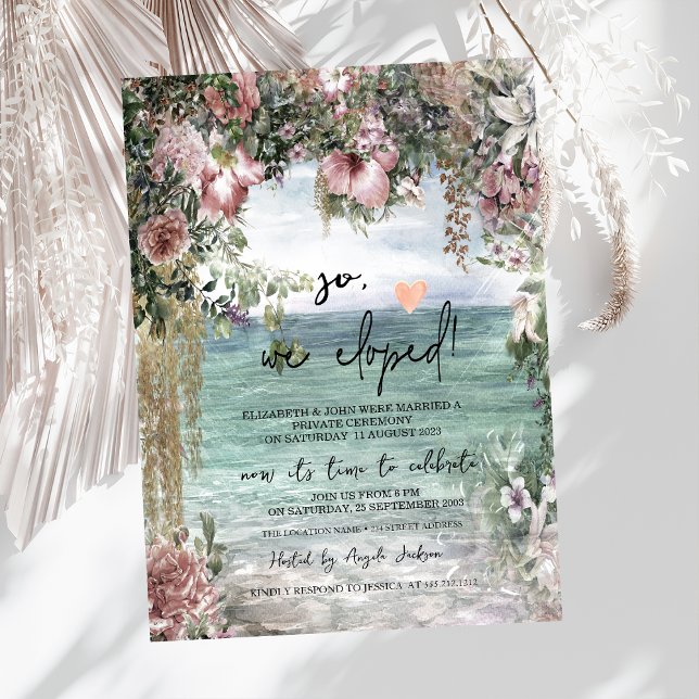Invitación Flores Elegantes Boda en el Océano Huida  (Subido por el creador)