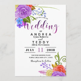 Invitación Flores elegantes| Boda morado floral