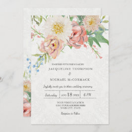 Invitación Flores Elegantes De Color De Agua Floral Pastel Ro