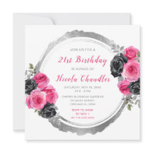 Flores elegantes de color rosa caliente y plateado