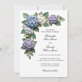 Invitación Flores Elegantes de Hortensias para Bodas