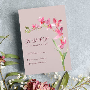 Invitación Flores elegantes de orquídeas de menta rosa RSVP