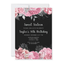 Flores elegantes de rosa y plata Sweet Sixteen