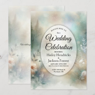 Invitación Flores Elegantes en un Reino Boscoso de Boda