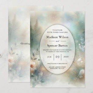Invitación Flores Elegantes en un Reino Boscoso de Boda