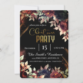 Invitación Flores elegantes festivas, Reinder Navidades mágic