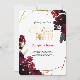 Invitación Flores elegantes, Rosa Roja de Navidad Mágica