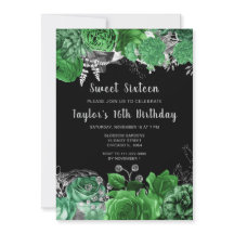 Flores elegantes verdes y plateadas Sweet Sixteen