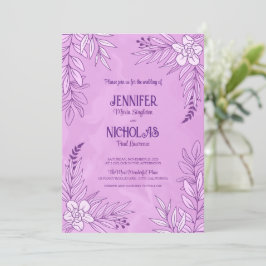Invitación Flores elegantes y adornos de hojas para Boda