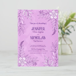 Invitación Flores elegantes y adornos de hojas para Boda
