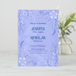 Invitación Flores elegantes y adornos de hojas para Boda