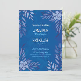 Invitación Flores elegantes y adornos de hojas para Boda