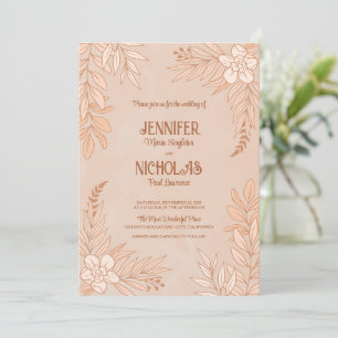 Invitación Flores elegantes y adornos de hojas para Boda