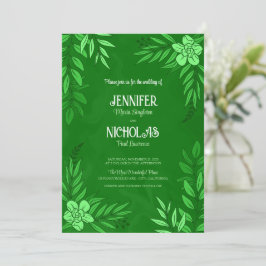 Invitación Flores elegantes y adornos de hojas para Boda