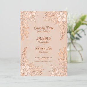 Invitación Flores elegantes y adornos de hojas para Boda