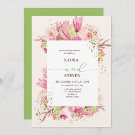 Invitación Flores elegantes y opulentas y Boda de los lagos d